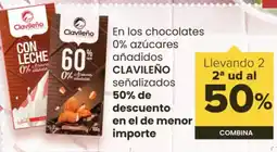 Autoservicios Familia CLAVILEÑO En los chocolates 0% azúcares oferta