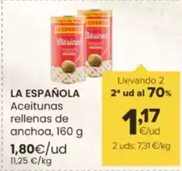 Autoservicios Familia LA ESPAÑOLA Aceitunas rellenas de anchoa oferta