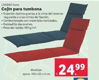 Lidl LIVARNO Home Cojín para tumbona oferta