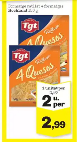 Sorli HOCHLAND Formatge ratllat 4 formatges oferta