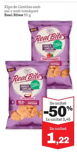 Sorli REAL BITES Xips de llenties amb sal o amb tomàquet oferta