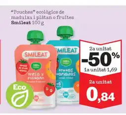 Sorli SMILEAT Pouches ecològics de maduixa i plàtan o fruites oferta