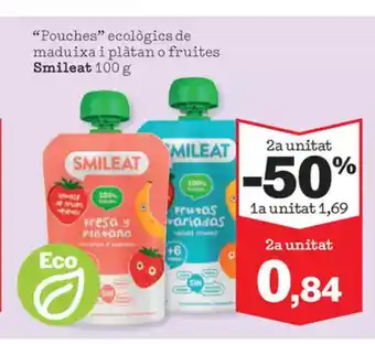 Sorli SMILEAT Pouches ecològics de maduixa i plàtan o fruites oferta