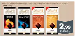 Sorli LINDT Xocolata Excellence taronja, flor de sal, croquant wafer o croquant biscuit oferta