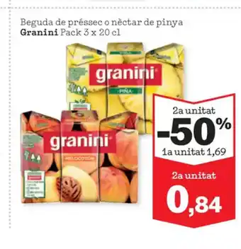 Sorli GRANINI Beguda de préssec o nèctar de pinya oferta
