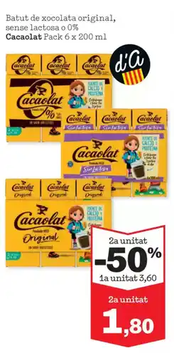 Sorli CACAOLAT Batut de xocolata original, sense lactosa o 0% oferta