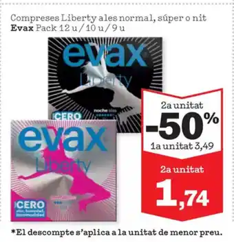 Sorli EVAX Compreses Liberty ales normal, súper o nit oferta