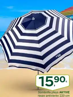 Supermercados Dani AKTIVE Sombrilla playa rayas antiviento 220 cm oferta