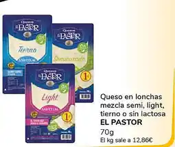 Supeco EL PASTOR Queso en lonchas mezcla semi, light, tierno o sin lactosa oferta