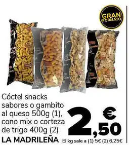Supeco LA MADRILEÑA Cóctel snacks sabores o gambito al queso oferta