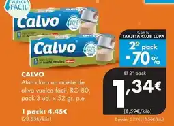 Supermercados Lupa Calvo - atún claro en aceite de oliva vuelca fácil, ro-80 oferta