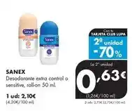 Supermercados Lupa Sanex - desodorante roll-on extra control o sensitive oferta
