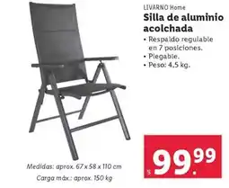 Lidl Livarno - silla de aluminio acolchada oferta