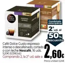Unide Supermercados Nescafé - cafe dolce gusto espresso intenso o descafeinado, cortado o con leche oferta
