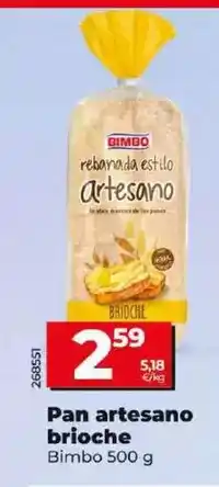 Dia Bimbo - pan artesano brioche 500 g oferta