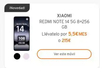 Simyo Xiaomi - redmi note 14 5g 8+256 gb oferta