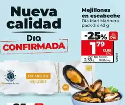 Dia Dia mari marinera - mejillones en escabeche pack-3 x 43 g oferta