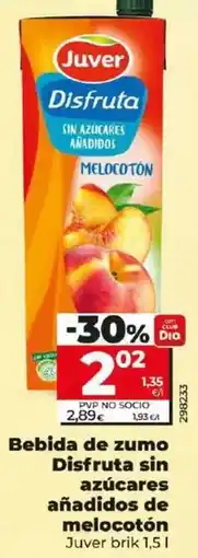 Dia Juver - bebida de zumo disfruta sin azúcares añadidos de melocotón 1,5 l oferta