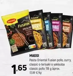 Coviran Maggi - pasta oriental fusian pollo, curry, classic o teriyaki o yakisoba classic pollo oferta