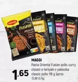 Coviran Maggi - pasta oriental fusian pollo, curry, classic o teriyaki o yakisoba classic pollo oferta