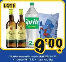 Cash Fresh Barbadillo/sprite - 2 botellas manzanilla muy fina + 1 botella + 1 bolsa hielo oferta