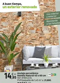 Leroy Merlin Fabricado en españa - azulejo porcelanico rambla natural 40x60 cm oferta