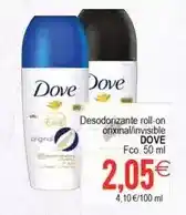Plenus Supermercados Dove - desodorizante roll-on orixinal/ invisible oferta