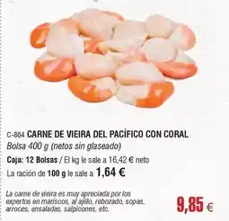 Abordo Coral - carne de vieira del pacífico con oferta