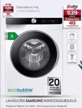 Tien 21 Samsung - lavadora ww90dg6u85lku3 oferta