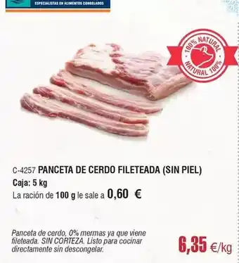 Abordo Panceta de cerdo fileteada oferta