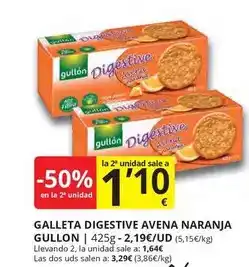 Supermercados MAS Gullón - galleta digestive avena naranja oferta