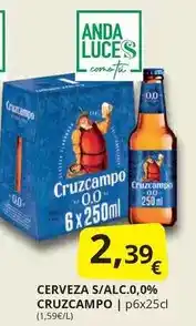 Supermercados MAS Cruzcampo - cerveza s/alc.00% oferta