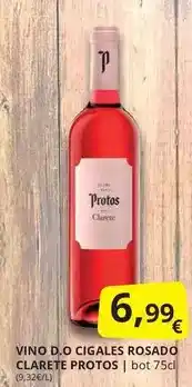 Supermercados MAS Protos - vino d.o. cigales rosado clarette oferta