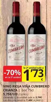 Supermercados MAS Viña cumbrero - vino rioja oferta