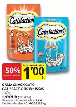 Supermercados MAS Catisfactions - gama gato catisfactions whiskas oferta