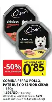 Supermercados MAS Cesar - comida perro pollo, pate buey o senior oferta