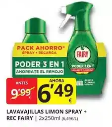 Supermercados MAS Fairy - lavavajillas limon spray + rec oferta