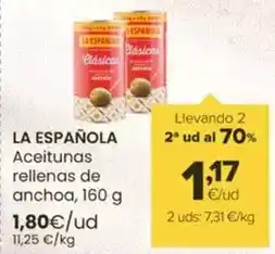 Autoservicios Familia La española - aceitunas rellenas de anchoa oferta
