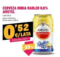 AhorraMas Amstel - cerveza rubia radler 0,0% oferta