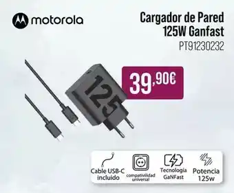 MR Micro Motorola - cargador de pared 125w ganfast oferta