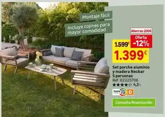 Leroy Merlin Home - set porche aluminio y madera necker 5 personas oferta