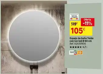 Leroy Merlin Fabricado en españa - espejo de baño teide con luz led 80 cm oferta