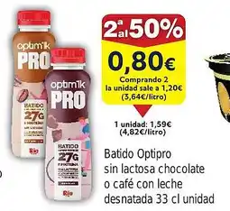FROIZ Batido Optipro sin lactosa chocolate o café con leche oferta