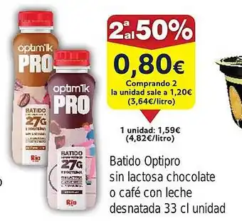 FROIZ Batido Optipro sin lactosa chocolate o café con leche oferta