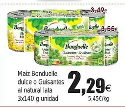 FROIZ Maiz Bonduelle dulce o Guisantes al natural lata oferta