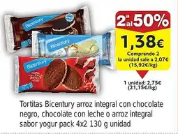 FROIZ Tortitas Bicentury arroz integral con chocolate negro, chocolate con leche o arroz integral sabor yogur oferta