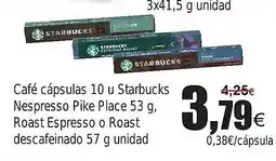 FROIZ Café cápsulas 10 u Starbucks Nespresso Pike Place oferta