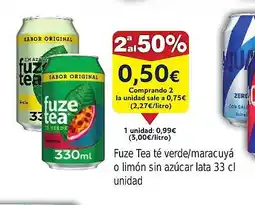 FROIZ FUZE TEA té verde/maracuyá o limón sin azúcar oferta