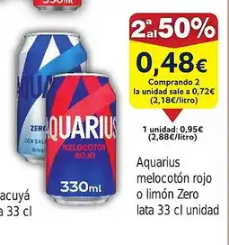 FROIZ AQUARIUS melocotón rojo o limón Zero oferta