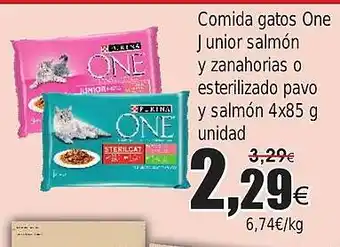 FROIZ Comida gatos One Junior salmón y zanahorias o esterilizado pavo y salmón oferta